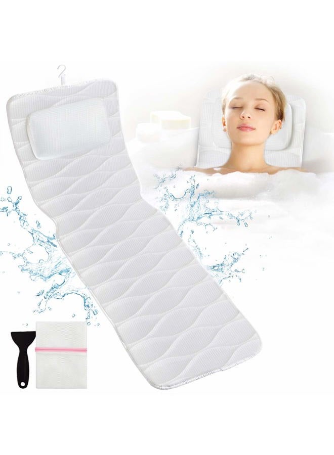 OMYSTYLE Full Body Bath Pillow, Bath Pillows for tub with Mesh Washing Bag & 21 Non-Slip Suction Cups, Spa Bathtub Pillow for Head Neck Shoulder and Back Support - 5D Air Mesh & Quick Drying - Image 1