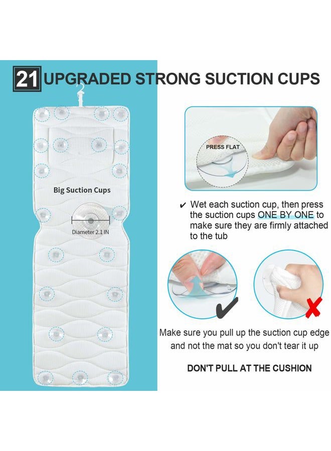 OMYSTYLE Full Body Bath Pillow, Bath Pillows for tub with Mesh Washing Bag & 21 Non-Slip Suction Cups, Spa Bathtub Pillow for Head Neck Shoulder and Back Support - 5D Air Mesh & Quick Drying - Image 2