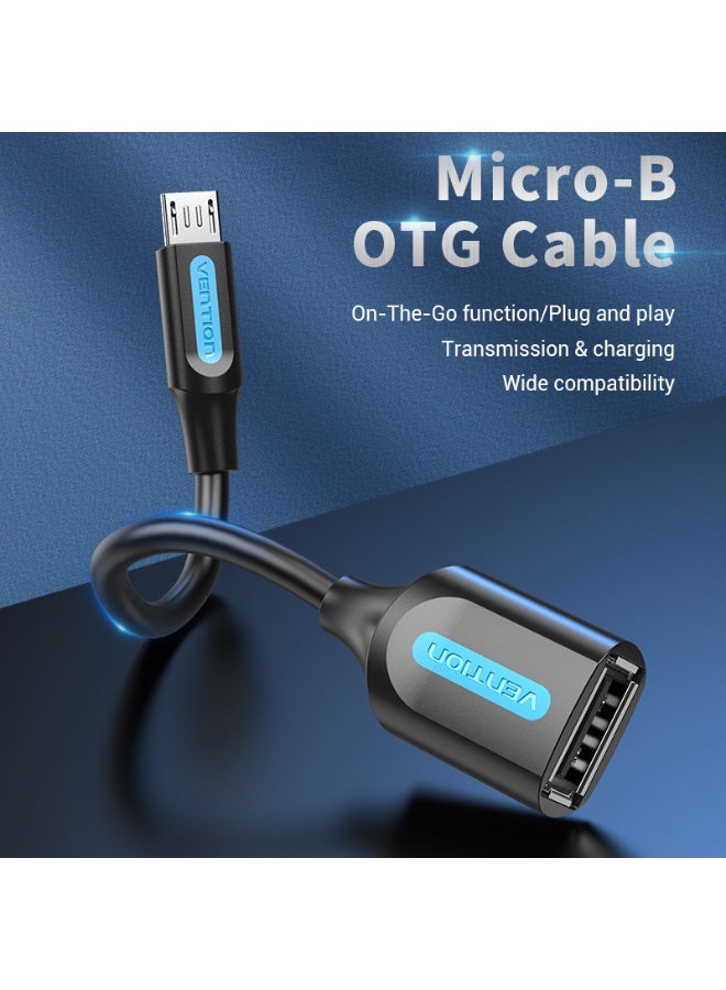 VENTION USB 2.0 Mirco-B Male to A Female OTG Cable 0.15M Black PVC Type Model # CCUBB - Image 2