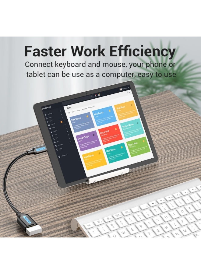 VENTION USB 2.0 Mirco-B Male to A Female OTG Cable 0.15M Black PVC Type Model # CCUBB - Image 4