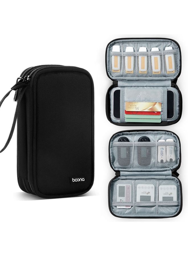 BURAQ Baona BN-C004 Mini U Disk Headphone Data Cable Storage Bag, Color: Double Layer (Black)  - Image 1