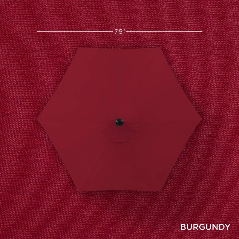 Best Choice Products 7.5ft Heavy-Duty Round Outdoor Market Table Patio Umbrella w/Steel Pole, Push Button Tilt, Easy Crank Lift - Burgundy - Image 4