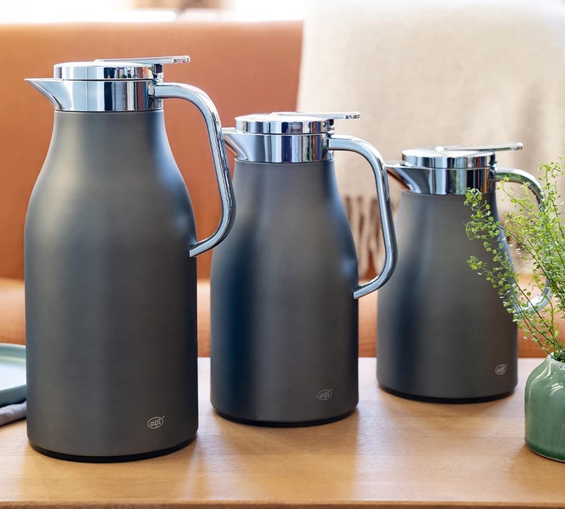Alfi Skyline Flask Grey 0.65L Chrome. Insulated hygienic glass insert. 12hrs hot. 24hrs cold. Leak proof. Aircontol ventilation system. Aromasafe technology. BPA Free. - Image 2