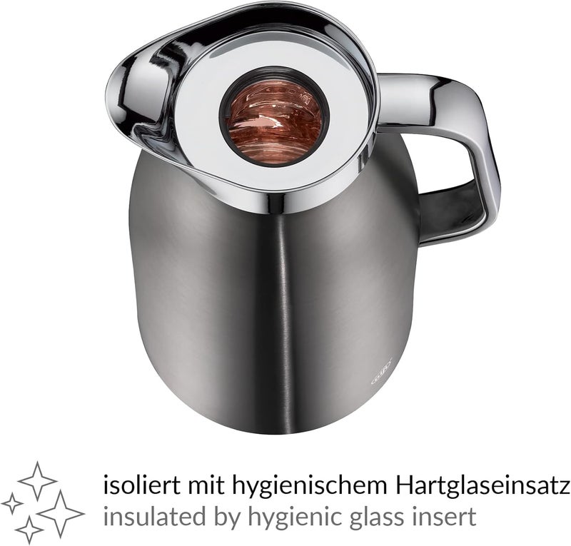 Alfi Skyline Flask Grey 0.65L Chrome. Insulated hygienic glass insert. 12hrs hot. 24hrs cold. Leak proof. Aircontol ventilation system. Aromasafe technology. BPA Free. - Image 3