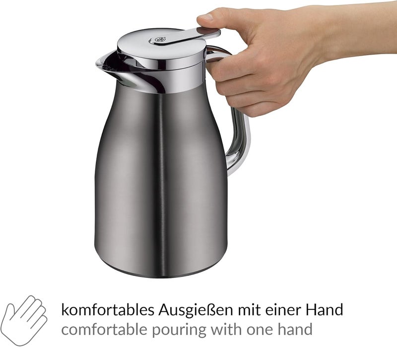 Alfi Skyline Flask Grey 0.65L Chrome. Insulated hygienic glass insert. 12hrs hot. 24hrs cold. Leak proof. Aircontol ventilation system. Aromasafe technology. BPA Free. - Image 4