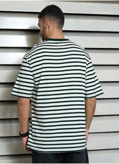 HIGH STAR Striped Relaxed Fit Round Neck T-Shirt by Styli  - Image 4