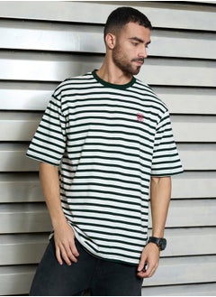 HIGH STAR Striped Relaxed Fit Round Neck T-Shirt by Styli  - Image 2