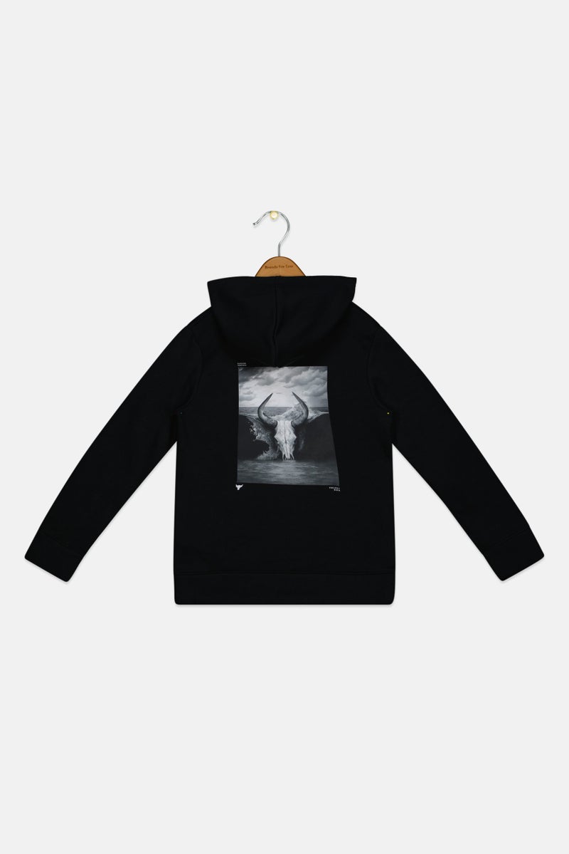 UNDER ARMOUR هودي خارجي للأطفال من أندر أرمور × مشروع روك، أسود - Image 2