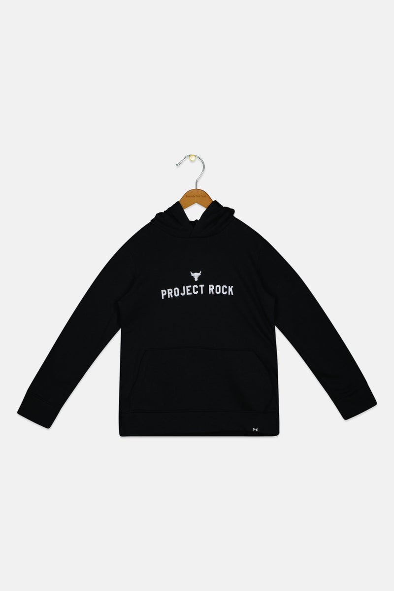 UNDER ARMOUR هودي خارجي للأطفال من أندر أرمور × مشروع روك، أسود - Image 1