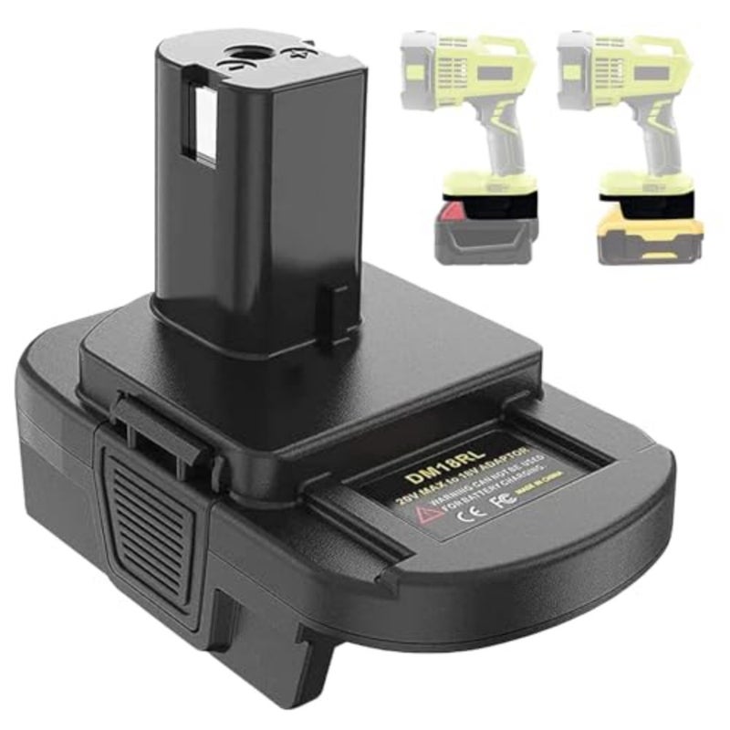 Maki Battery Adapter for Dewalt and Milwaukee 20V/18V Li-Ion Convert to Ryobi 18V P108 ABP1801 DM18RL - Image 1