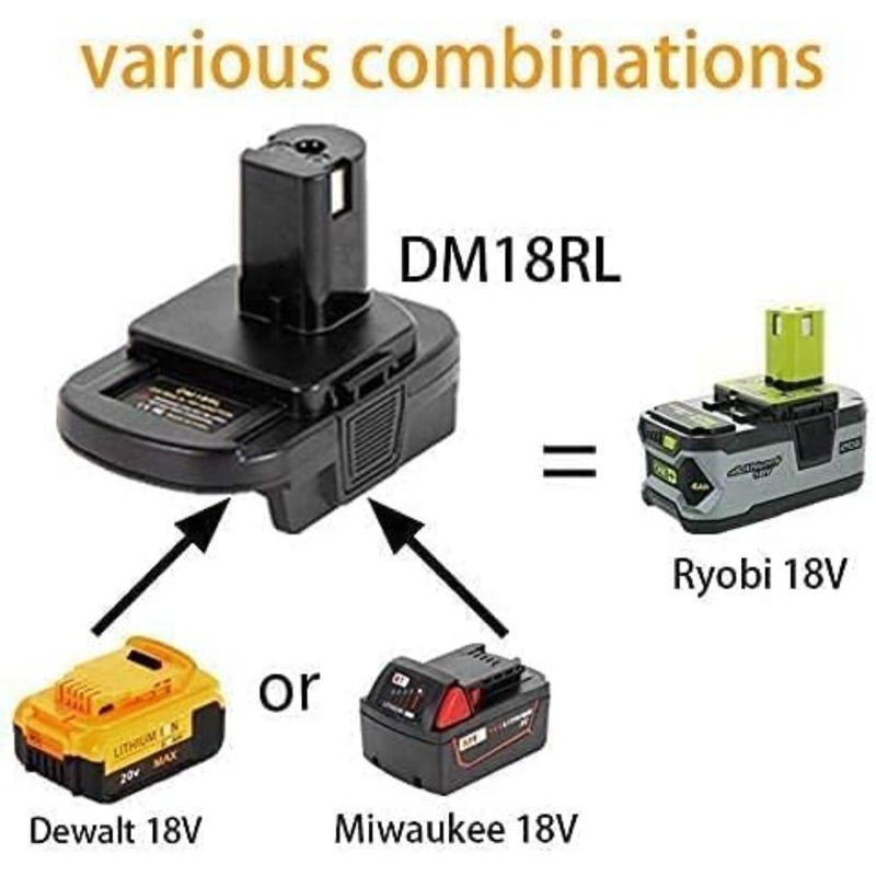 Maki Battery Adapter for Dewalt and Milwaukee 20V/18V Li-Ion Convert to Ryobi 18V P108 ABP1801 DM18RL - Image 2