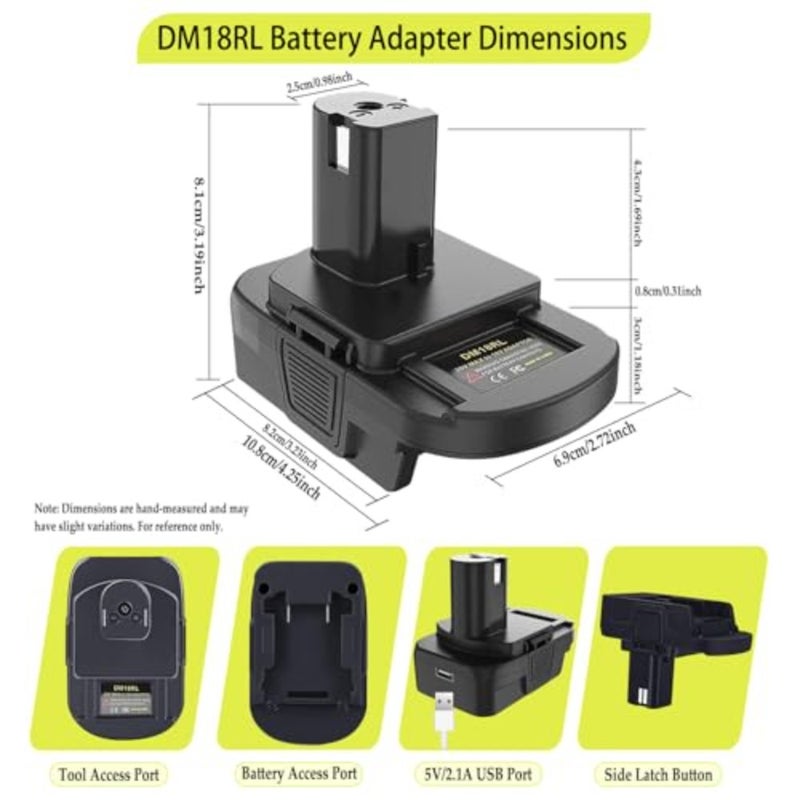Maki Battery Adapter for Dewalt and Milwaukee 20V/18V Li-Ion Convert to Ryobi 18V P108 ABP1801 DM18RL - Image 5