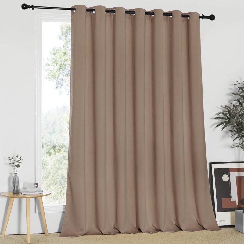 NICETOWN Patio Blind Blackout Curtain Panels - Extra Wide Curtains, Sliding Door Insulated Drape, Soundproof Room Divider Curtains (Cappuccino, 100 x 95 Inch/ 100"W x 95"L) - Image 1