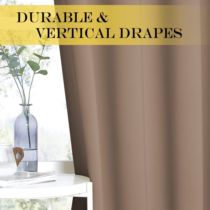 NICETOWN Patio Blind Blackout Curtain Panels - Extra Wide Curtains, Sliding Door Insulated Drape, Soundproof Room Divider Curtains (Cappuccino, 100 x 95 Inch/ 100"W x 95"L) - Image 4