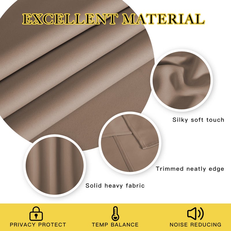 NICETOWN Patio Blind Blackout Curtain Panels - Extra Wide Curtains, Sliding Door Insulated Drape, Soundproof Room Divider Curtains (Cappuccino, 100 x 95 Inch/ 100"W x 95"L) - Image 3