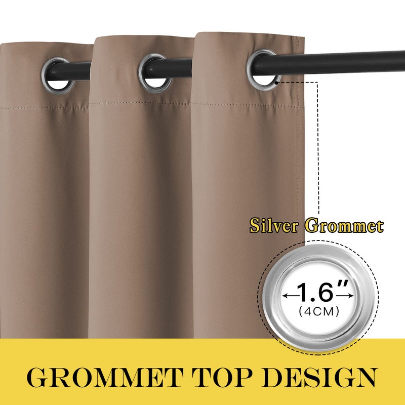 NICETOWN Patio Blind Blackout Curtain Panels - Extra Wide Curtains, Sliding Door Insulated Drape, Soundproof Room Divider Curtains (Cappuccino, 100 x 95 Inch/ 100"W x 95"L) - Image 2