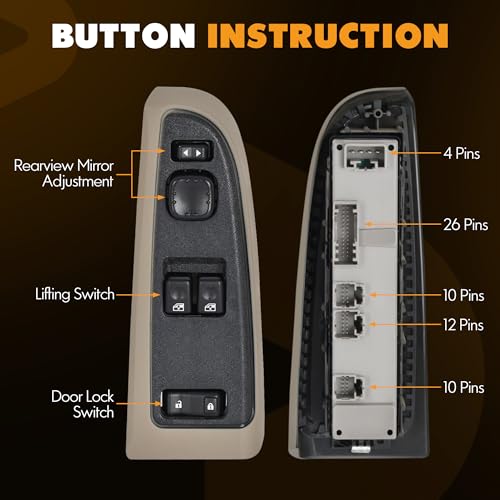 ASOPARTS 15883318 Front Driver Side Door Lock and Power Window Switch & Tan Bezel Assembly Fit for 2003-2007 Chevy Silverado, 2003-2007 GMC Sierra, 920-023 Replaces DWS-226 - Image 5