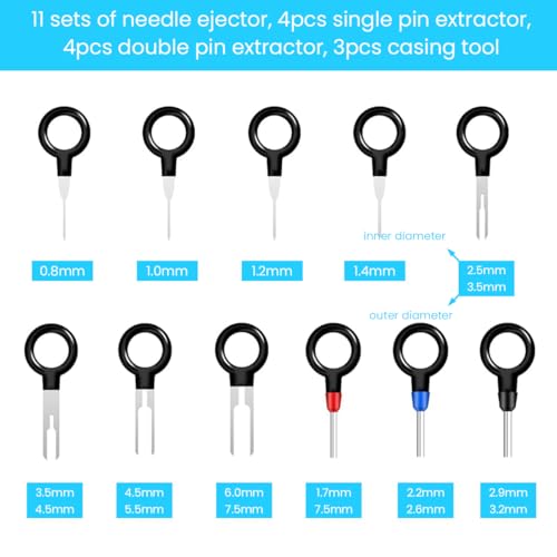 STHIRA® 80Pcs Terminal Removal Tool Kit, Full Size Metal Pin & Blade Extractors with Durable Bag, Universal Connector Pin Removal Tool, Reusable Car Repair Tools for Cars, Motorcycles & Appliances - Image 2