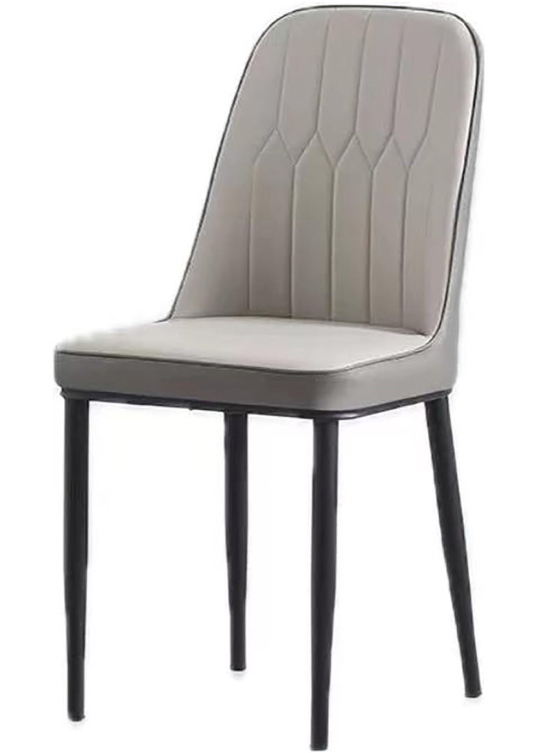 SKY-TOUCH - Dining Chair with PU Leather Soft Chairs and Backrest Kitchen Chairs with Solid Metal Legs for Living Room Lounge Home Grey - Image 1