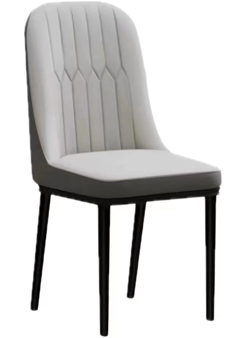 SKY-TOUCH - Dining Chair with PU Leather Soft Chairs and Backrest Kitchen Chairs with Solid Metal Legs for Living Room Lounge Home Grey - Image 1