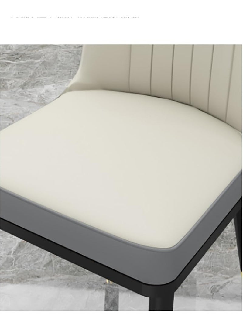 SKY-TOUCH - Dining Chair with PU Leather Soft Chairs and Backrest Kitchen Chairs with Solid Metal Legs for Living Room Lounge Home Grey - Image 1