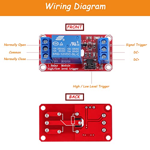 HUAREW 1-Channel 12V Relay Module with optocoupler Isolation Supports high and Low Level triggering (Pack of 10) - Image 3