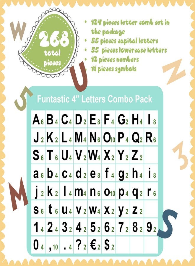 Tenare 268 Pcs Large Bulletin Board Letters 5 Inch Alphabet Combo Set, Chalkboard Poster Letters Cutouts for Board Display Craft Home Wall Decor(Advance Color) - Image 4