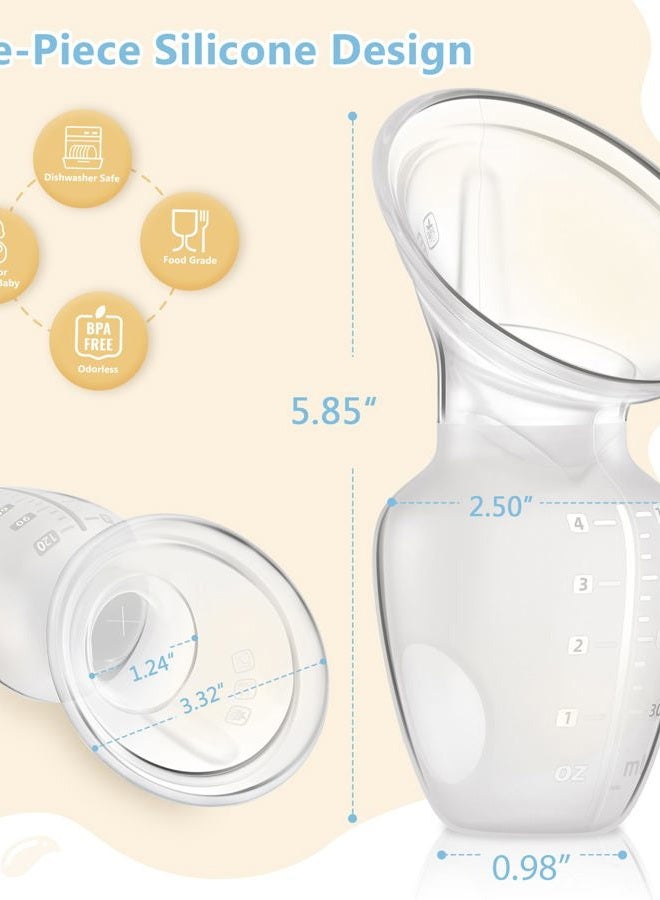 yahaa 2 Sets Manual Breast Pump for Breastfeeding Essentials,Colostrum Collector with Spill Free Valve,Cap,Silicone,Clear,4oz - Image 5