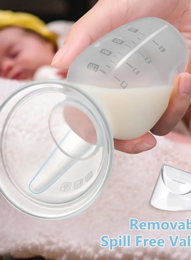 yahaa 2 Sets Manual Breast Pump for Breastfeeding Essentials,Colostrum Collector with Spill Free Valve,Cap,Silicone,Clear,4oz - Image 3