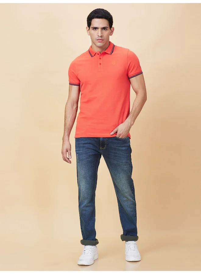 بيينغ هيومان Mens Red Polo Collar Short Sleeve Polo T-Shirt