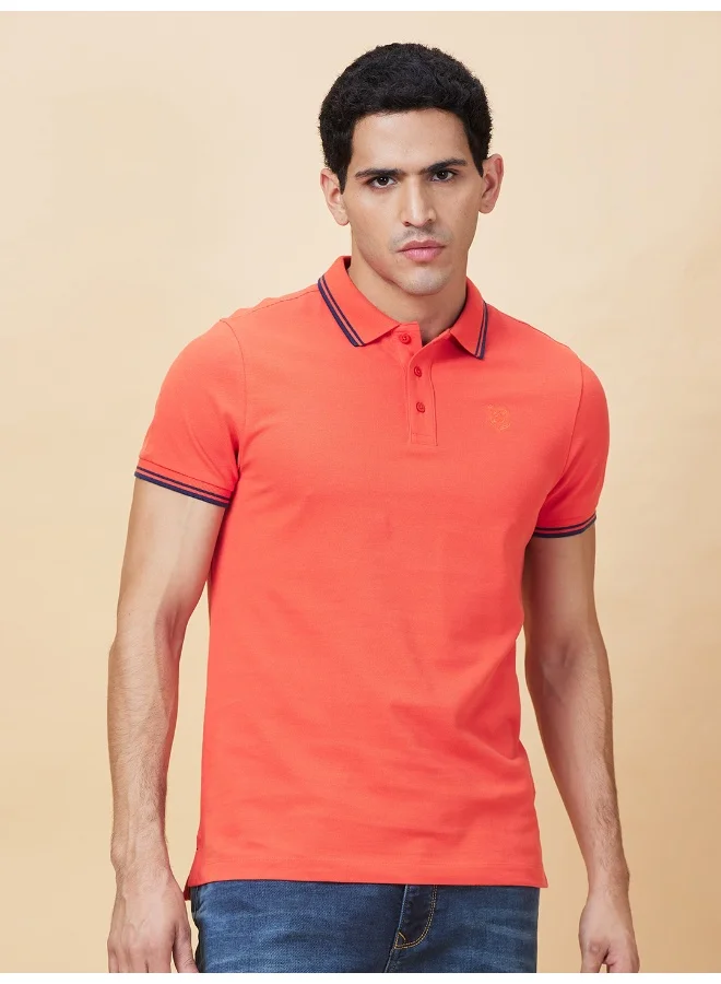بيينغ هيومان Mens Red Polo Collar Short Sleeve Polo T-Shirt