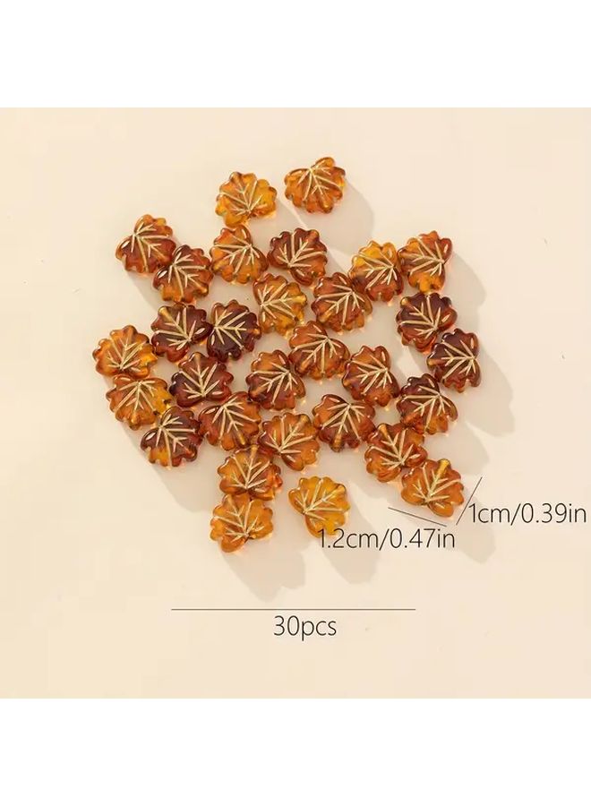 Coffee Brown Maple Leaf Beads DIY Vintage Tree Leaves For Necklace Bracelet Craft - Image 2