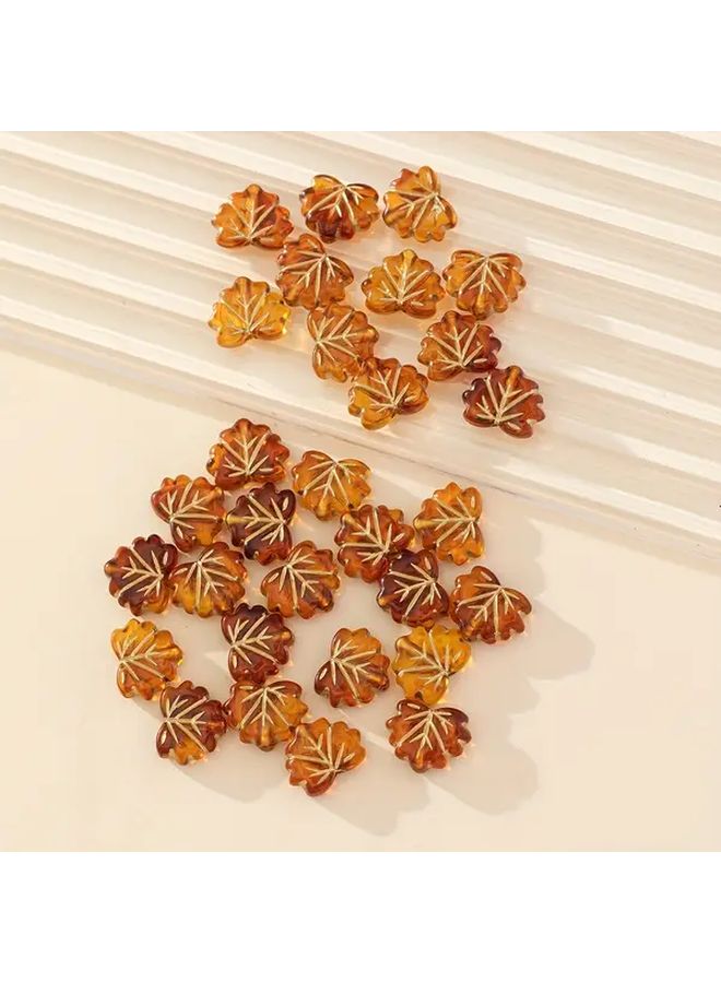 Coffee Brown Maple Leaf Beads DIY Vintage Tree Leaves For Necklace Bracelet Craft - Image 4