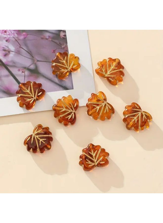 Coffee Brown Maple Leaf Beads DIY Vintage Tree Leaves For Necklace Bracelet Craft - Image 3