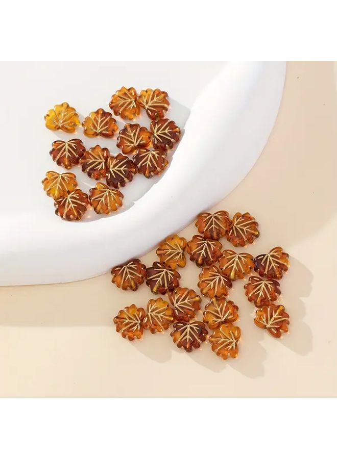 Coffee Brown Maple Leaf Beads DIY Vintage Tree Leaves For Necklace Bracelet Craft - Image 1