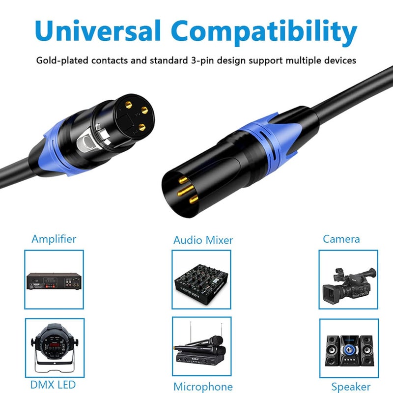 Acool XLR Cables 10 Foot, XLR Microphone Cable Male to Female, Gold-Plated 3-Pin Oxygen-Free Copper Balanced Mic Cord for Recording Studio Speaker, Mixer-4 Pack - Image 2