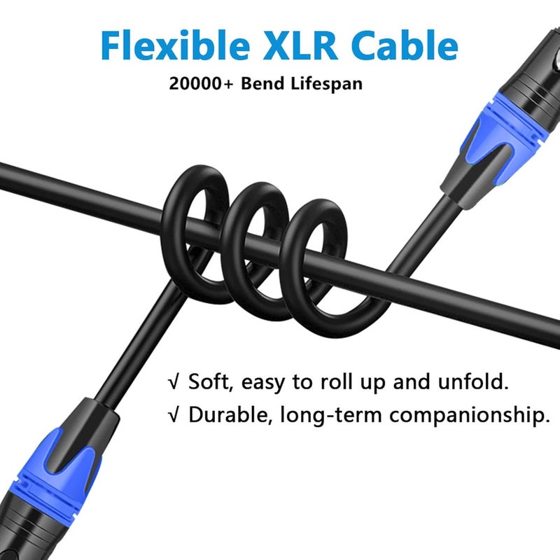 Acool XLR Cables 10 Foot, XLR Microphone Cable Male to Female, Gold-Plated 3-Pin Oxygen-Free Copper Balanced Mic Cord for Recording Studio Speaker, Mixer-4 Pack - Image 4