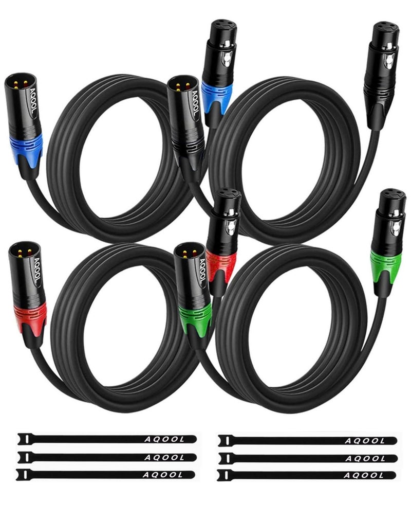 Acool XLR Cables 10 Foot, XLR Microphone Cable Male to Female, Gold-Plated 3-Pin Oxygen-Free Copper Balanced Mic Cord for Recording Studio Speaker, Mixer-4 Pack - Image 1