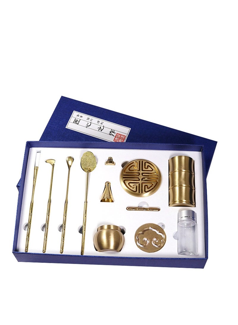 11 Pcs Brass Incense Making Kit Incense Press Mold Tool Kit Incense Ash Press Kit Incense Cone Mold Kit Incense Powder Burner Kit for DIY Fragrance Accessories  - Image 1