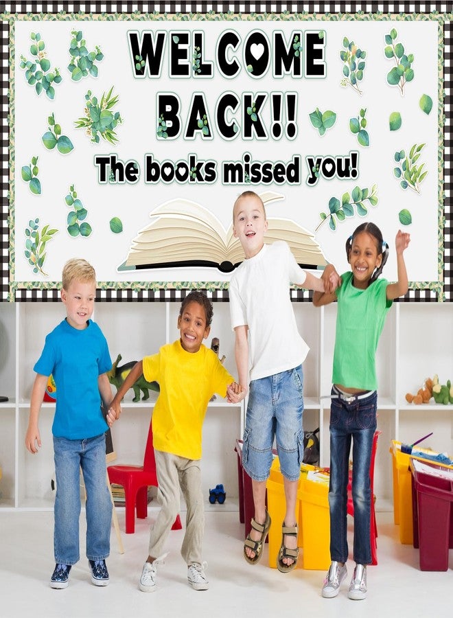 Oitnlaughter Boho Eucalyptus Reading Classroom Bulletin Decorations Set Classroom Greenery Reading Bulletin Board Border Cutout Welcome Back The Books Missed You Paper Cutouts Sets for Home Library School Supplies - Image 4