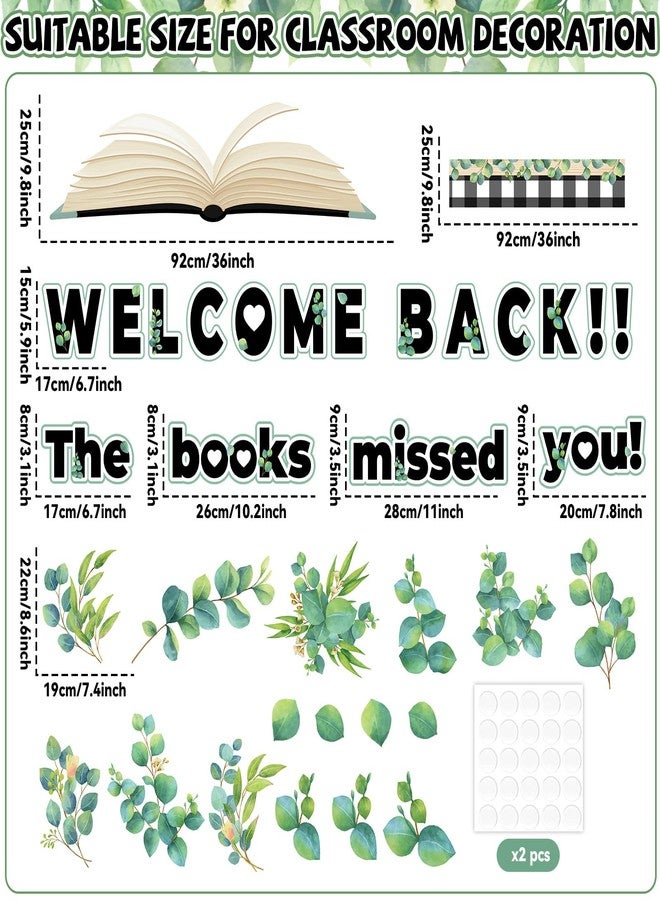 Oitnlaughter Boho Eucalyptus Reading Classroom Bulletin Decorations Set Classroom Greenery Reading Bulletin Board Border Cutout Welcome Back The Books Missed You Paper Cutouts Sets for Home Library School Supplies - Image 2