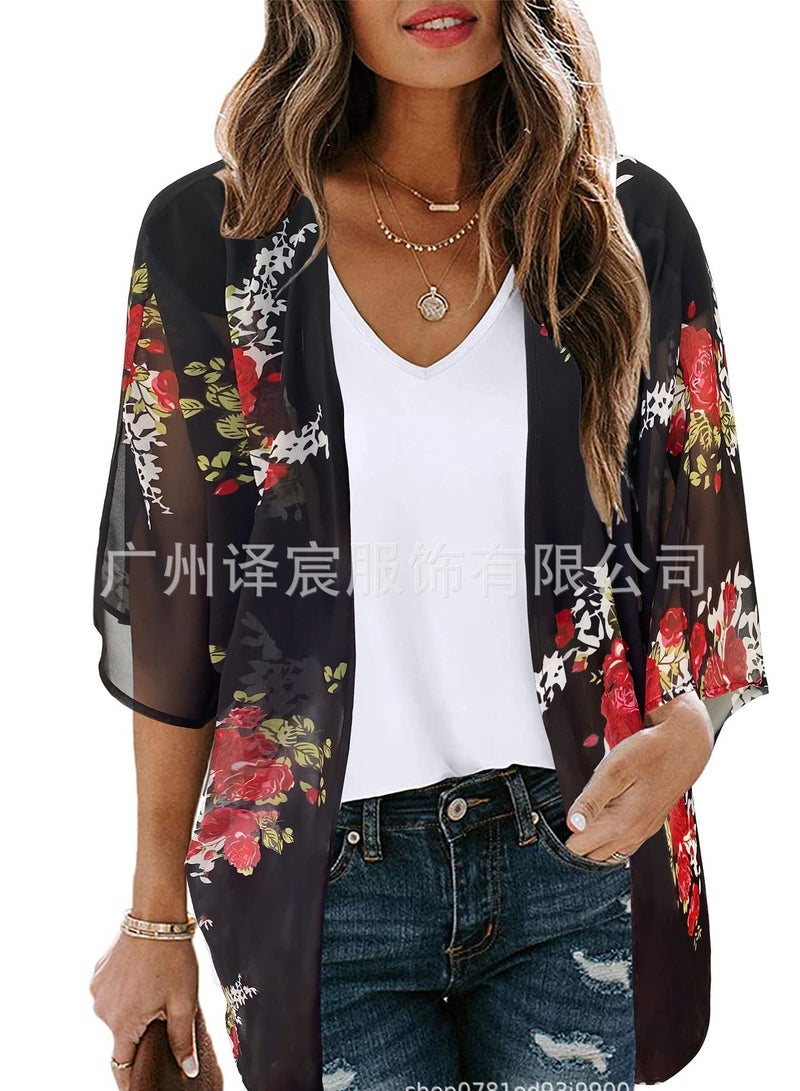 Women's Sun Protection Blouse Print Cardigan  - Image 1