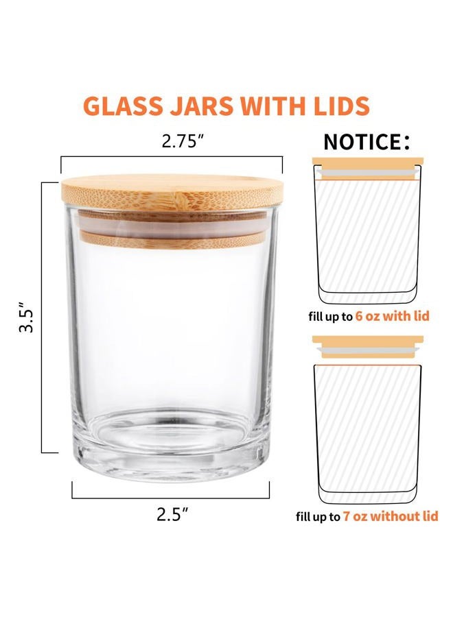 SUPMIND 15 Pack Clear Empty Candle Jars with Bamboo Lids and Sticky Labels, Bulk Jars for Making Candles Containers - Dishwasher Safe,Glass, 7oz - Image 2