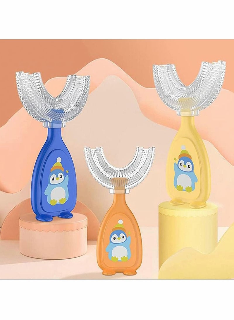 Y&D Children's U-shaped Toothbrush Cute little Penguin Kids Toothbrushes, Manual Silicone for Kids, Baby, Rounded Children U Shape Toothbrush, 360° Oral Protection (Yellow) - Image 4