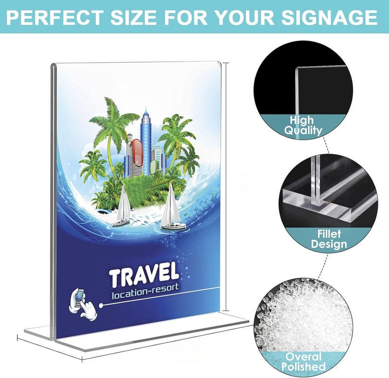 TPGP Grapelet 6 Pack A5 Clear Acrylic Sign Holder Display Stand - Ideal for Wedding Table Numbers and Menu Holders - Image 3