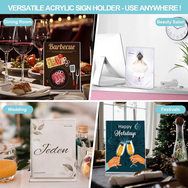 TPGP Grapelet 6 Pack A5 Clear Acrylic Sign Holder Display Stand - Ideal for Wedding Table Numbers and Menu Holders - Image 5