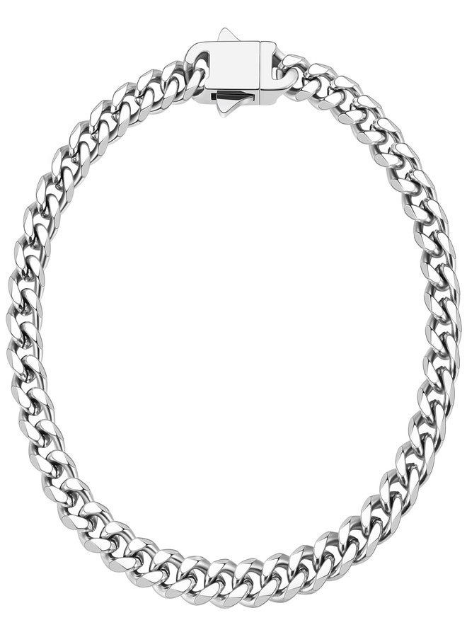 Fiusem أساور فيوسيم الرجالية الفضية اللون، سوار كوبي من الفولاذ المقاوم للصدأ، عرض 5 مم/7 مم/8 مم، طول 7.1 بوصة/7.5 بوصة/7.9 بوصة، 7.5 بوصة، فولاذ مقاوم للصدأ، بدون أحجار كريمة - Image 1