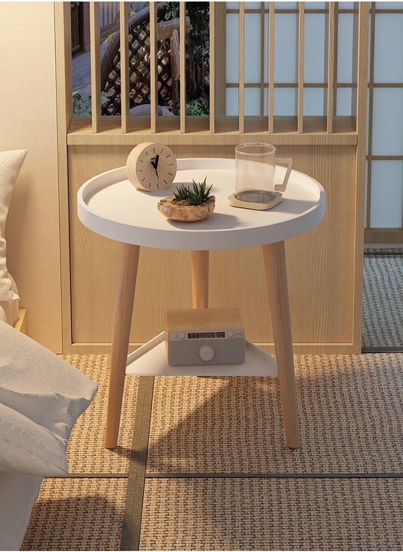 XiuWoo - Simple Nordic Style Double-layer Large-capacity Storage Bedside Coffee Table for Home End Table - Image 1