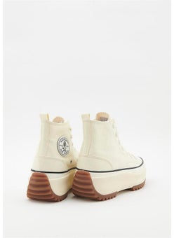 Hush Puppies Thick Sole Hi High Top Women's 033Z100936 Beige Linen Sports Shoes V4  - Image 5