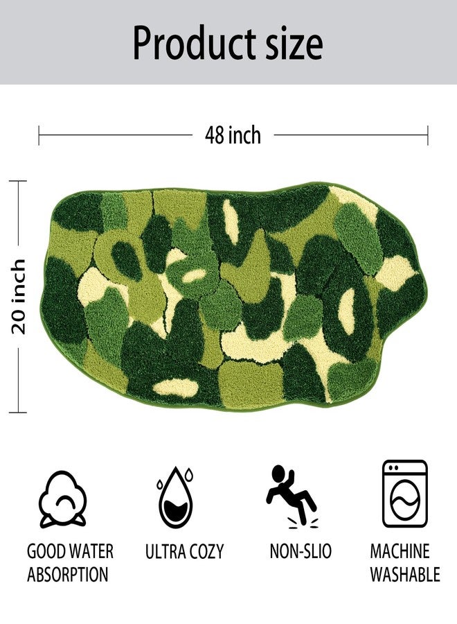 Anybar Green Moss Rug Bathroom Decor, Cute Fun Long Runner Bath Mat Microfiber Non Slip, Absorbent Washable Extra Thick Soft Large Bathroom Rugs for Floor,Shower (20x48 inch) - Image 2